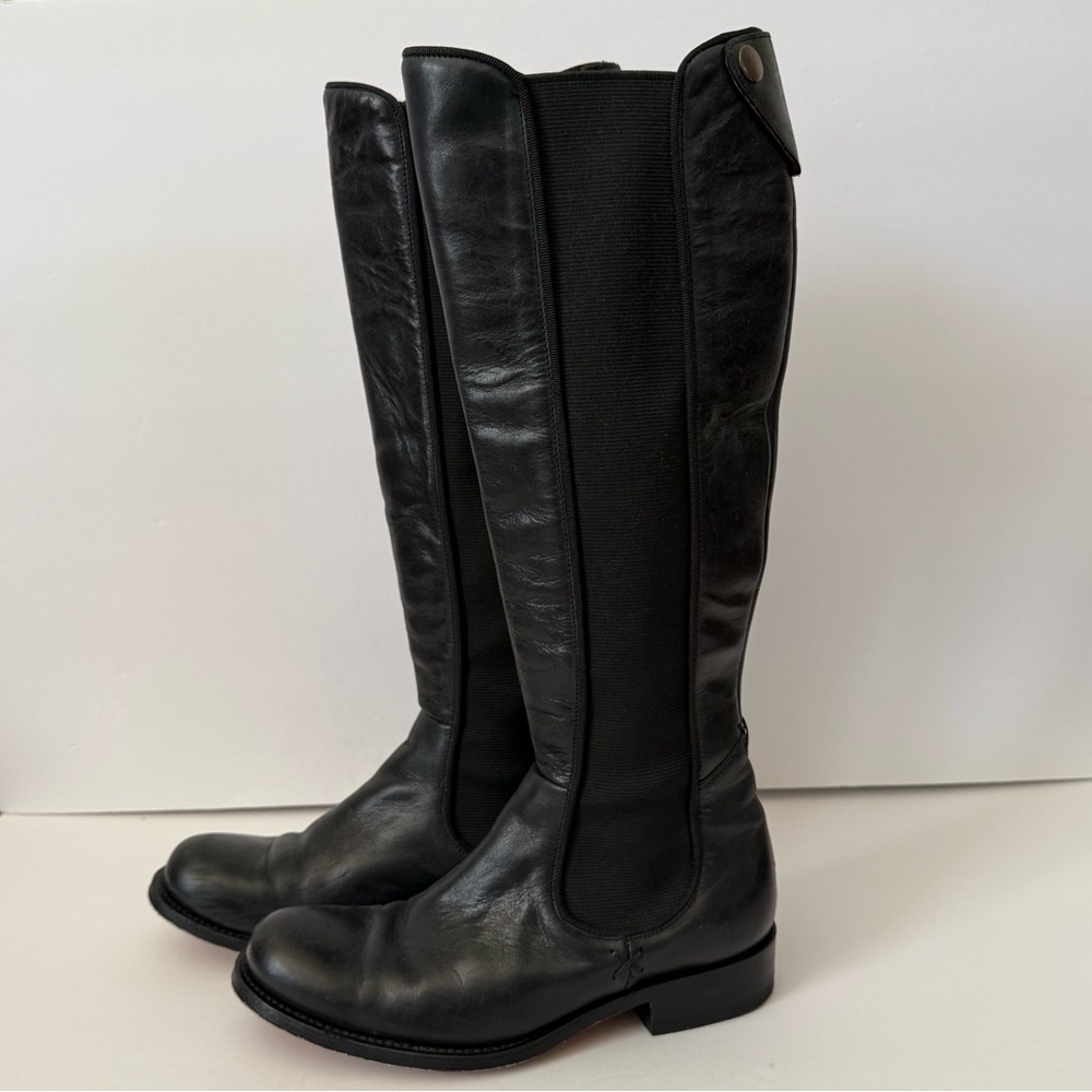 Frye Black Goodyear Welt Leather Riding Boots Size 7